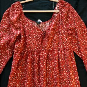 Wild Fable Red and White Floral Dress